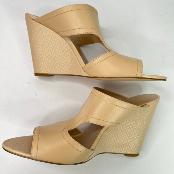 H by Halston Open-Toe Cut-Out Leather Mules Heels- Holly Nude Size 9.5 #516 - Picture 6 of 12